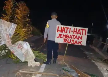 Jembatan Penghubung Alue Kuyun-Alue Sikaya Amblas, Polisi Alihkan Melalui Jalan Alternatif